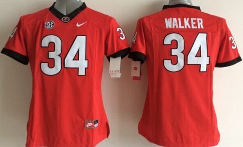 Bulldogs #34 Herschel Walker Red Women's Stitched NCAA Jersey